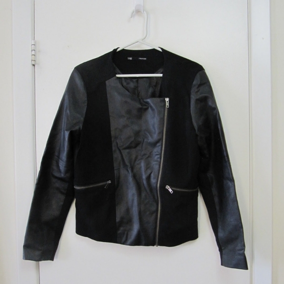 Black Faux Leather Motorcycle Jacket - Picture 2 of 3
